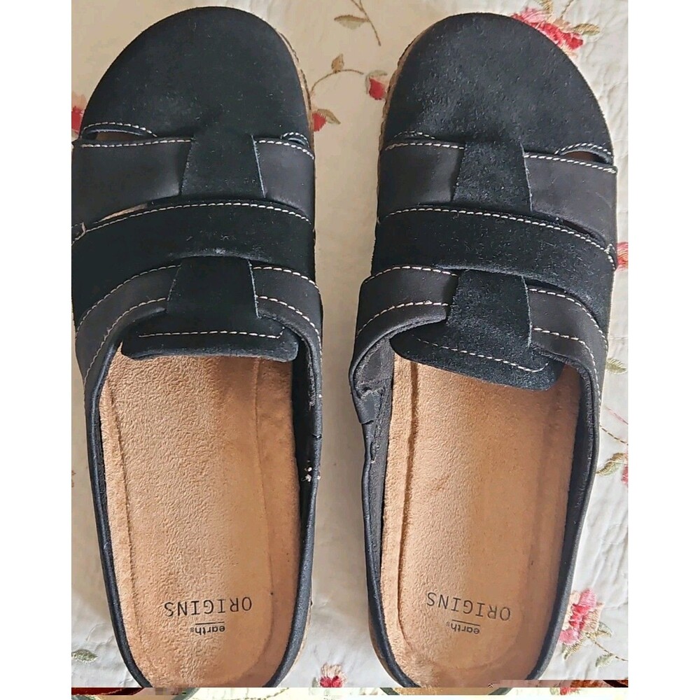 Earth Origins Black Essential Ellery Suede Mule Shoes Sz 11